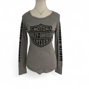 Harley Davidson Retro Biker Girl Harley 2000s Vintage Cotton Long Sleeve Size S
